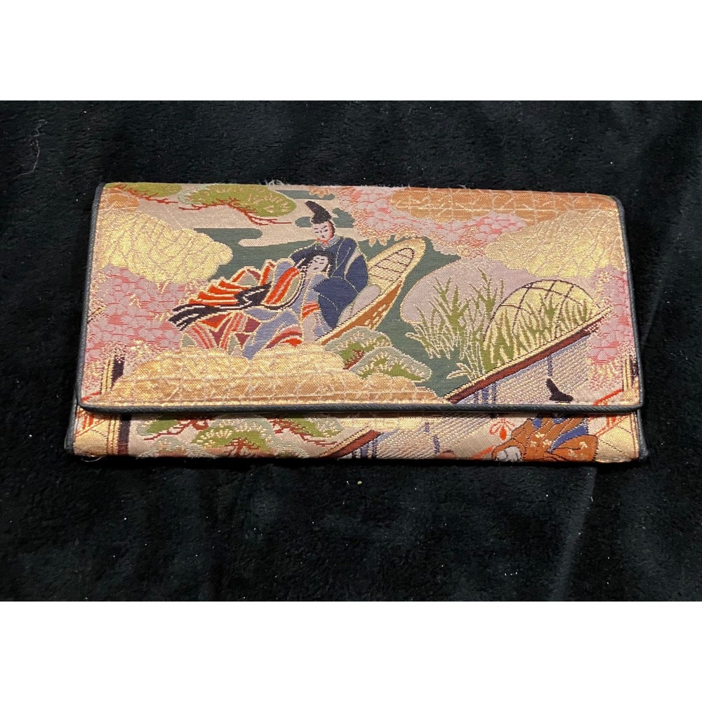 Japanese Brocade Wallet Womens Silk Tapestry Scenic